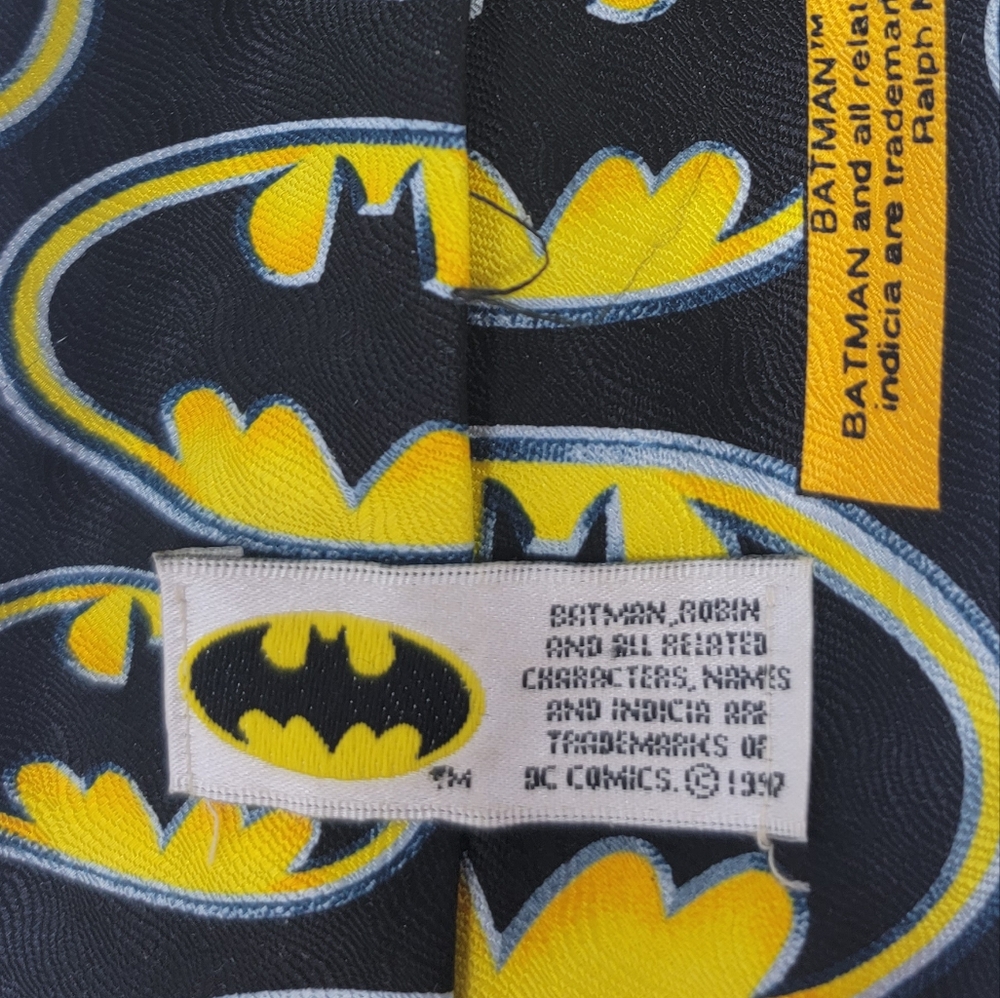 Vintage 1998 Batman Logo Neck Tie Excellent Condition - Picture 2 of 3